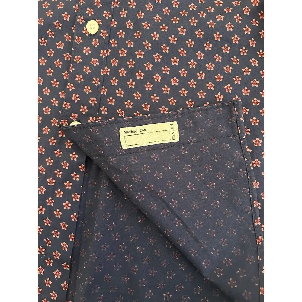 J. Crew Stretch Secret Wash Floral Slim Long Sleeve Button Down Shirt Navy‎ L